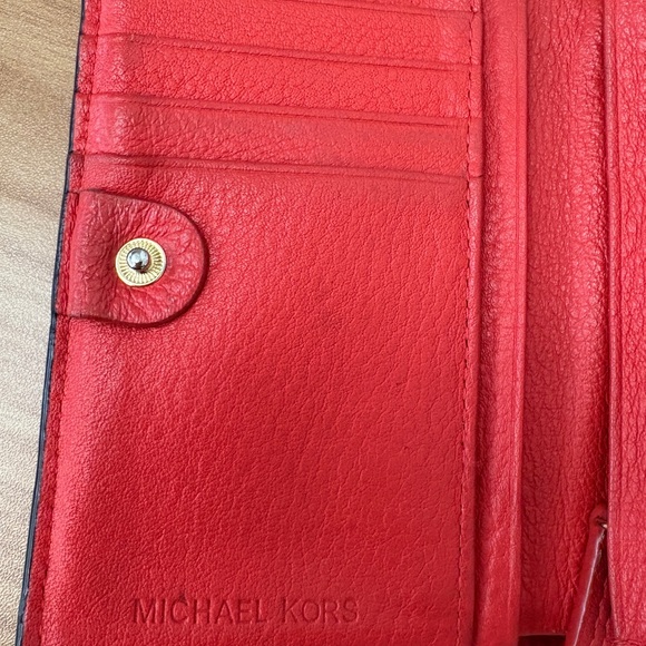 Michael Kors Scarlet Leather Wallet with Gold Accent - Picture 7 of 11